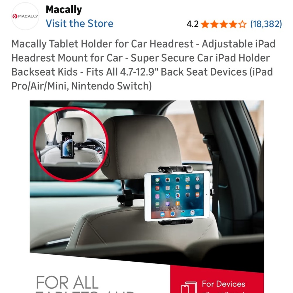 Tablet holder for car